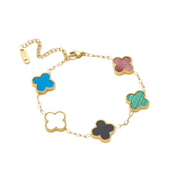 Moderate Luxury Women Quadrilateral Geometric Titanium Steel 18K Gold Plated Bracelets