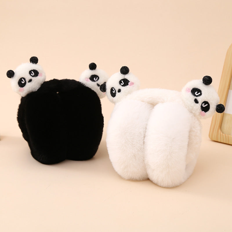 Cartoon Style Cute Solid Color Panda Women's Earmuffs