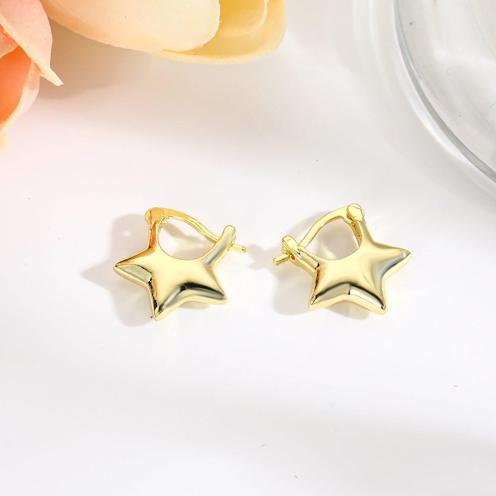 1 Pair Simple Style Classic Style Star Heart Shape Copper 18K Gold Plated Earrings