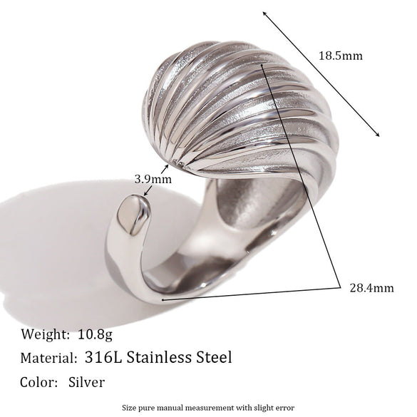 Vintage Fashion Retro Circle Geometric Stainless Steel 18K Gold Plated Rings