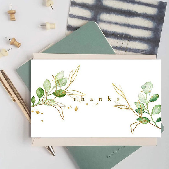 wholesale green plant thank you card 4x6 inch gift card gift packaging greeting card bouquet insert decoration