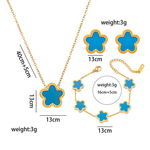 Women Fashion Flower Titanium Steel 18K Gold Plated Bracelets