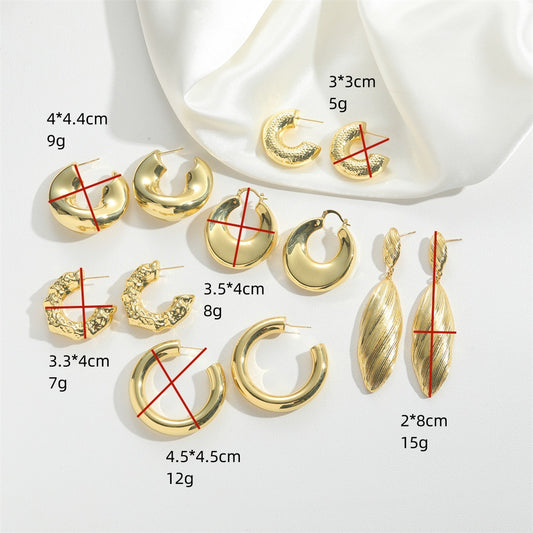 Cross-border hot-selling creative brushed hip-hop style personalized earrings, light luxury, high-end sense of high-quality, Korean earrings, jewelry women