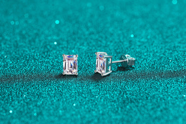 Glam Square Sterling Silver Moissanite Zircon Ear Studs In Bulk