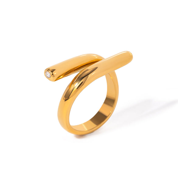 IG Style Asymmetrical Stainless Steel 18K Gold Plated Rings