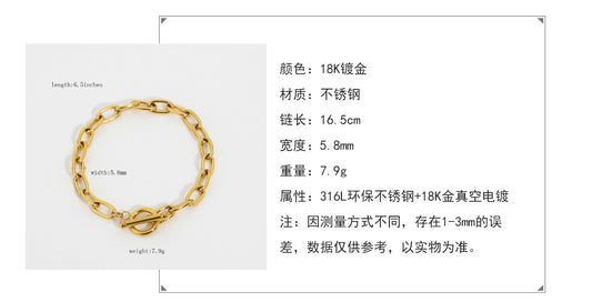 Fashion Classic Ot Gold-plated Stainless Steel Bracelet