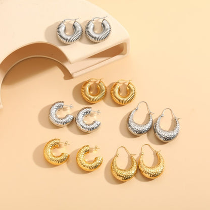 Cross-border hot-selling titanium steel hammer spring temperament earrings ins style personality versatile luxury light luxury fashion earrings women