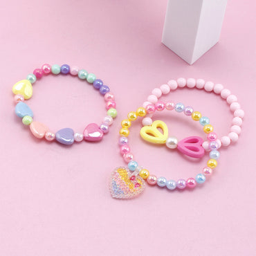 1 Set Fashion Heart Shape Plastic Resin Kid's Bracelets