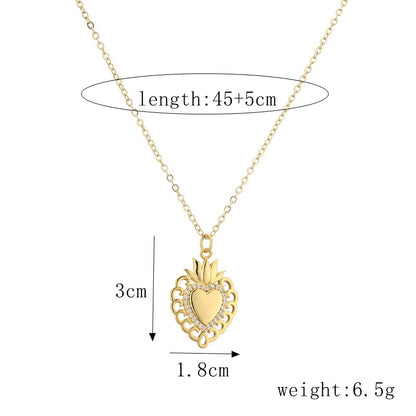 Fashion Devil's Eye Heart Shape Copper Plating Inlay Zircon Pendant Necklace 1 Piece