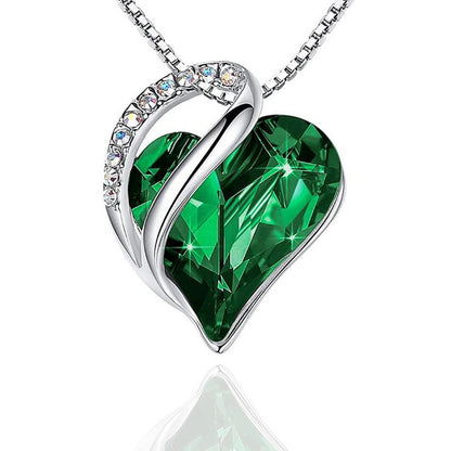 Fashion Heart Shape Artificial Crystal Plating Rhinestones Pendant Necklace 1 Piece