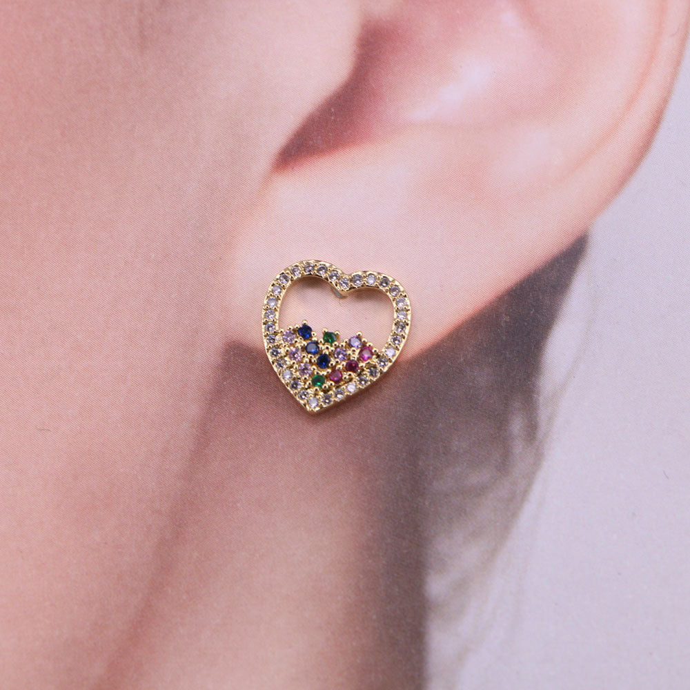 Korean Copper Micro-set Zircon Peach Heart Pineapple Geometric Sweet Earrings