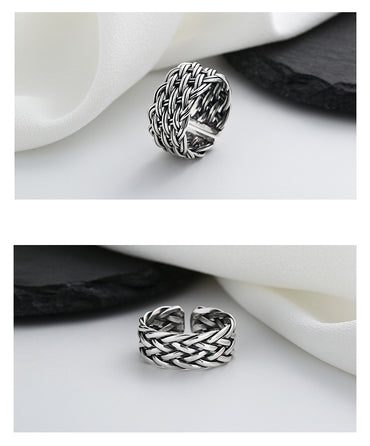 Wholesale Retro Geometric Sterling Silver Plating Open Ring