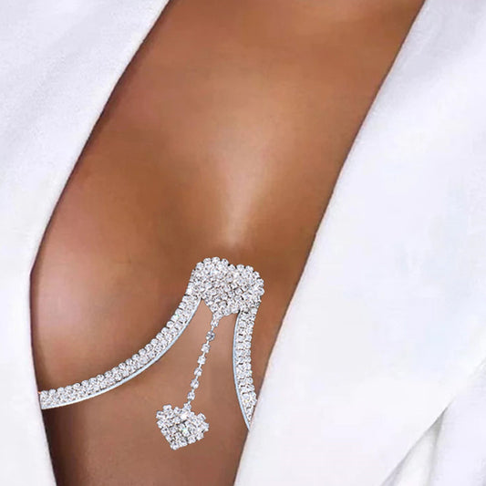 Elegant Heart Shape Alloy Plating Inlay Rhinestones Women's Body Chain