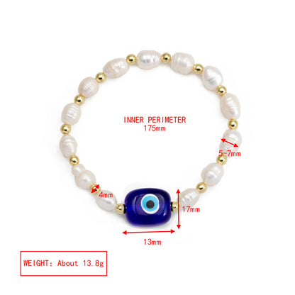 Simple Style Devil's Eye Freshwater Pearl Glass Beaded Bracelets