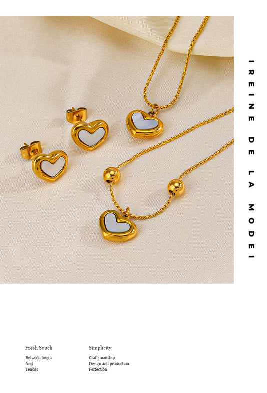 Sweet Heart Shape Stainless Steel Titanium Steel Plating Bracelets Earrings Necklace