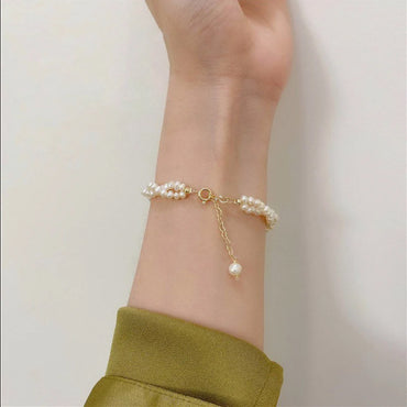 Freshwater pearl natural beaded bracelet wholesale women's French style amazon new 14K real gold bracelet accessories