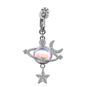 1 Piece Sexy Star Moon Planet Stainless Steel Plating Zircon Belly Ring