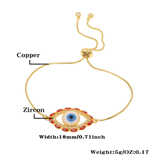Retro Devil's Eye Copper Enamel Plating Inlay Zircon Bracelets
