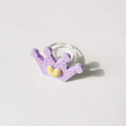 Wholesale  Cartoon Crown Cute Little Yellow Duck Cloud Multi-color Resin Ring