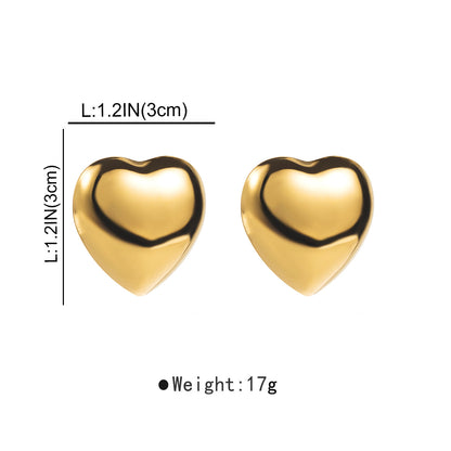 1 Pair Basic Simple Style Heart Shape Plating Stainless Steel Ear Studs