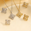 Moderate Luxury Quadrilateral Geometric Heart Titanium Steel 18K Gold Plated Necklaces