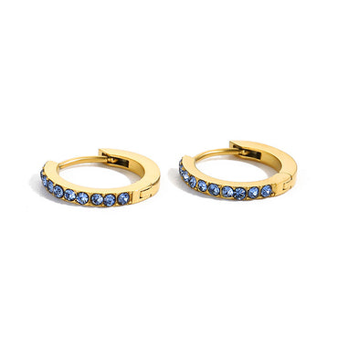 1 Pair Simple Style Round Plating Inlay Stainless Steel Rhinestones 14k Gold Plated Earrings