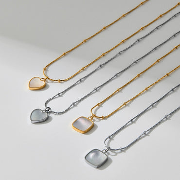 Simple Style Heart Shape Titanium Steel Inlay Gem Pendant Necklace 1 Piece