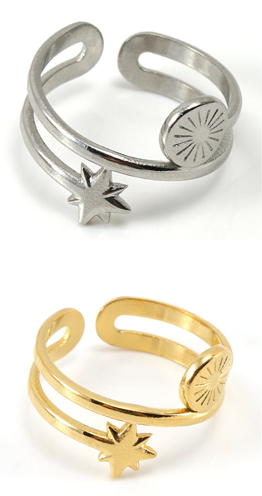 Simple Style Star Stainless Steel Plating Open Ring