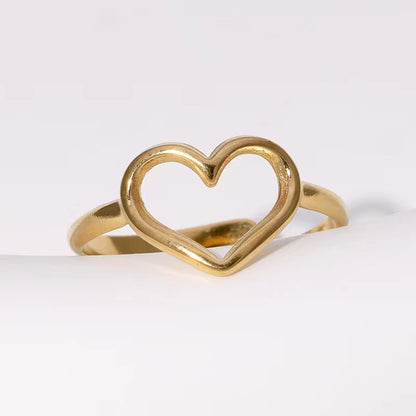Stainless Steel Simple Style Heart Shape Smiley Face Plating Open Rings