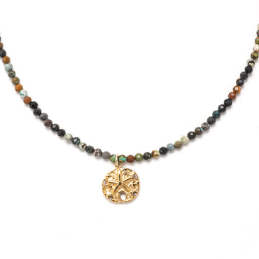 Retro Ethnic Style Geometric Natural Stone Copper Necklace In Bulk