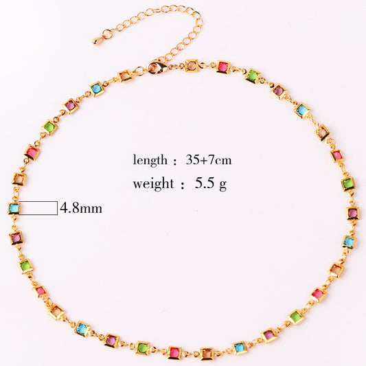 1 Piece Fashion Square Copper Plating Inlay Zircon Women's Bracelets Necklace
