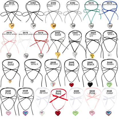 European and American cross-border jewelry, sweet and cool exaggerated heart-shaped pendant necklace, simple long flannel, wax thread tassel necklace women