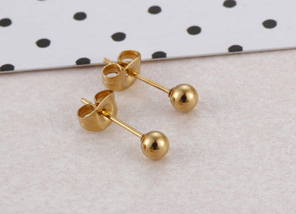 Fashion Titanium Steel Ladies Heart-shaped Gold Ball Necklace Earrings Two-piece Set