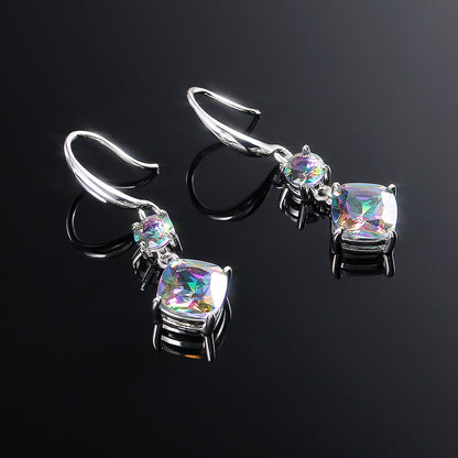 Shining Colorful Zircon Earrings Long Trend Copper Earrings