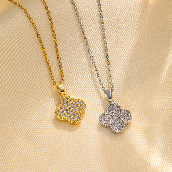 Flower Titanium Steel 18K Gold Plated Necklaces