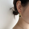 IG Style Heart Circle Geometric Stainless Steel 18K Gold Plated Earrings