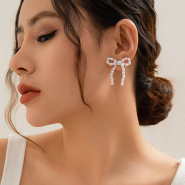 European and American cross-border hot-selling BowEarring bow stud earrings niche metal ribbon knotted ins style earrings for women