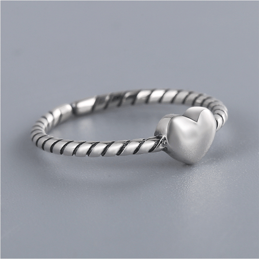 Wholesale Vintage Style Heart Shape Sterling Silver Open Ring