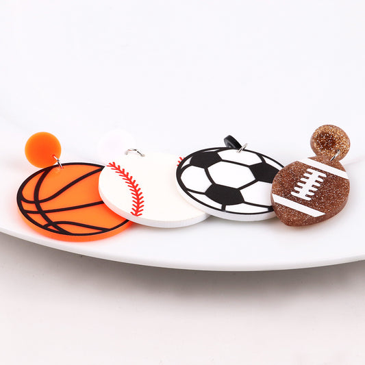 1 Pair Simple Style Football Patchwork Arylic Drop Earrings