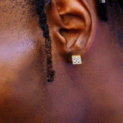 1 Pair Hip-hop Square Plating Inlay Copper Zircon Ear Studs