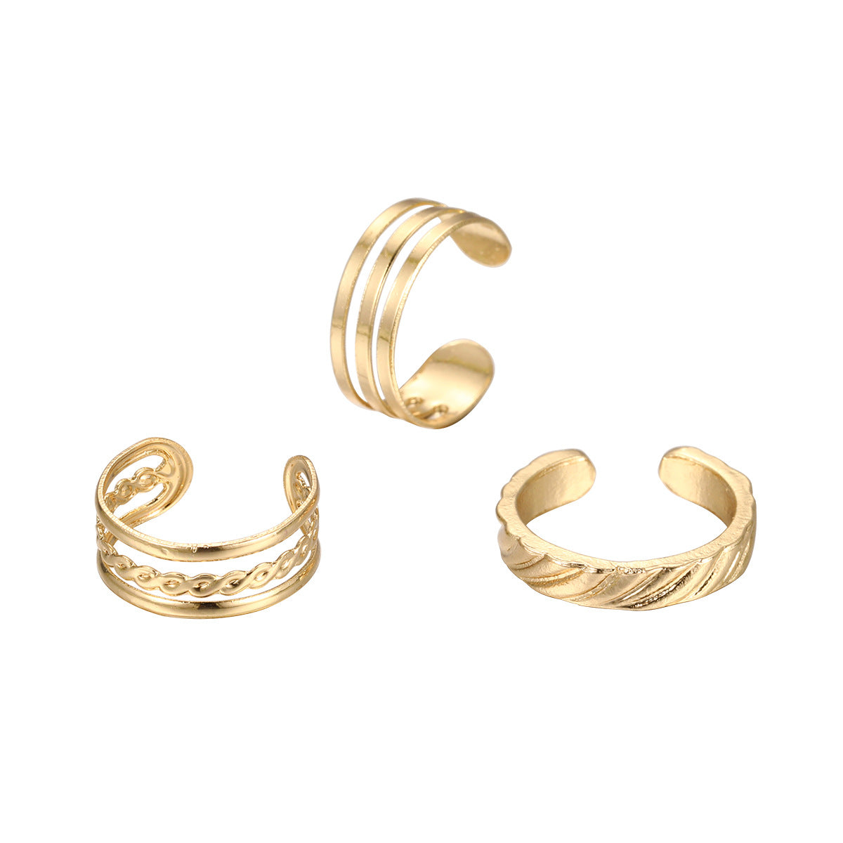 Cross-border popular new hot-selling beach resort casual style gold simple high-end three-layer foot rings 3 pieces