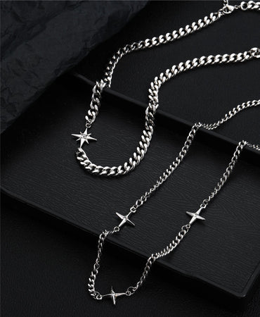 Titanium Steel Casual Simple Style Star Polishing Inlay Zircon Necklace