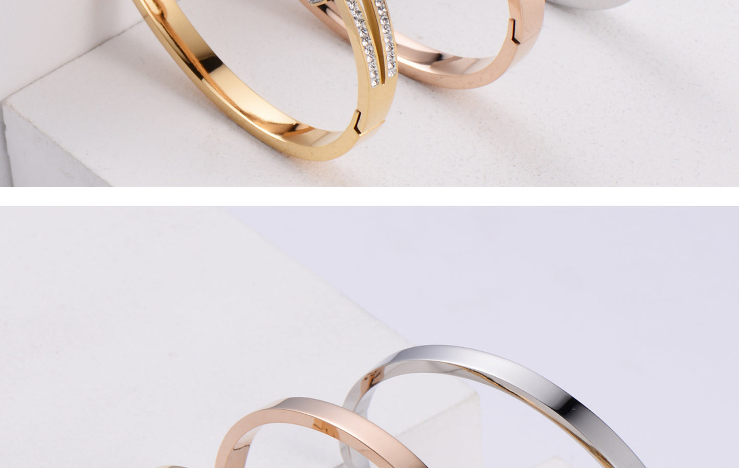 Fashion Geometric Rhinestones Stainless Steel Bracelet Wholesale Nihaojewelry