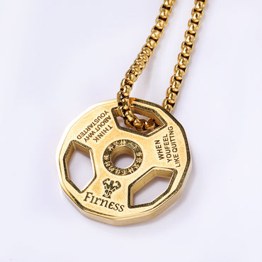 Fashion Barbell Titanium Steel Plating Hollow Out Pendant Necklace 1 Piece