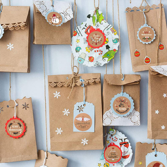 wholesale kraft paper christmas sticker merry christmas gift label holiday gift decoration sticker