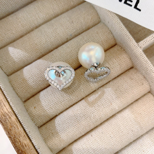 1 Pair Classic Style Heart Shape Plating Inlay Imitation Pearl Artificial Gemstones Ear Studs
