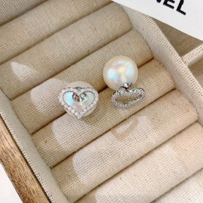 1 Pair Classic Style Heart Shape Plating Inlay Imitation Pearl Artificial Gemstones Ear Studs