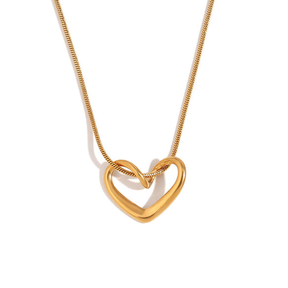 Fashion Heart Geometric Stainless Steel 18K Gold Plated Necklaces