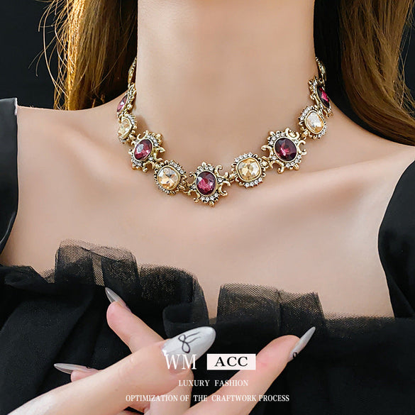 Women Baroque Round Diamond Electroplating Jewelry Sets