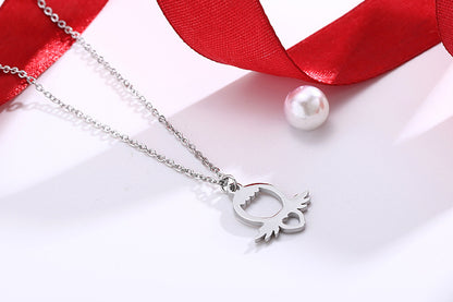 Fashion Personality Stainless Steel Metal Hollow Heart-shaped Pineapple Earrings Necklace Suit
